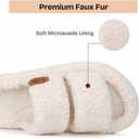 EverFoams Womens Fuzzy Open-toe Slippers Soft Comfy Memory Foam Indoor House Shoes (5-6, Vanilla Ice)