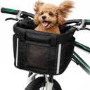 ANZOME Bike Basket, Folding Small Pet Cat Dog Carrier Front Removable Bicycle Handlebar Basket Quick Release Easy Install Detachable Cycling Bag Mountain Picnic Shopping
