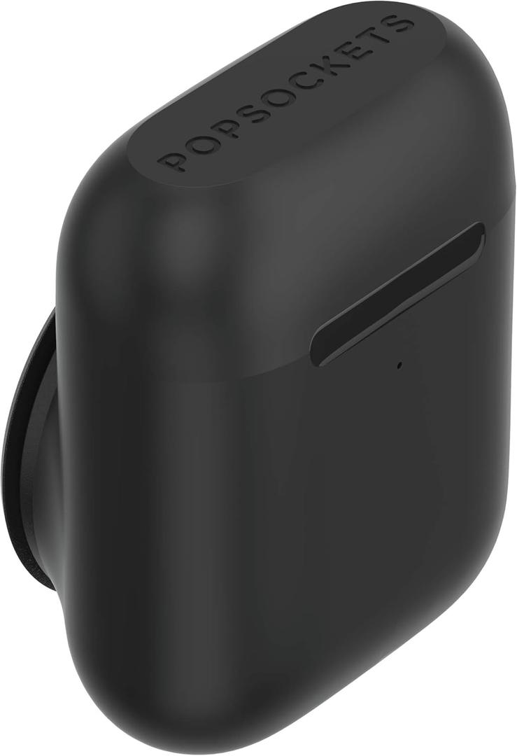 PopSockets PopGrip Headphone Case Compatible with AirPods: Swappable Grip and AirPods Holder for Phones and Tablets - Black