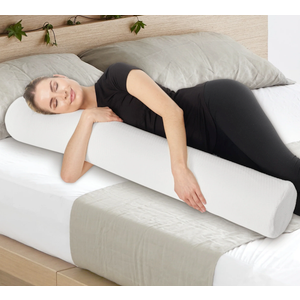 AllSett Health XXL Memory Foam Round Cervical Roll Cylinder Bolster Body Pillow with Removable Washable Cover | Ergonomically Designed Back, Neck and Spine Relief, 47” in Long x 7.5” Wide