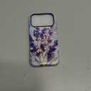 Case Compatible with iPhone 17 Pro,Glossy Hybrid 2-Layer Hard Shell,Shockproof Soft for Girl Women,Lavender Flower Purple Stained Glass