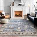 8x10ft Machine Washable Area Rug, 120 * 96" Large Ultra Soft Rugs with Non-Slip Backing & Durable Edge Binding, Vintage Fluffy Indoor Low-Pile Carpet for Living Room, Bedroom, Dinning, Kitchen