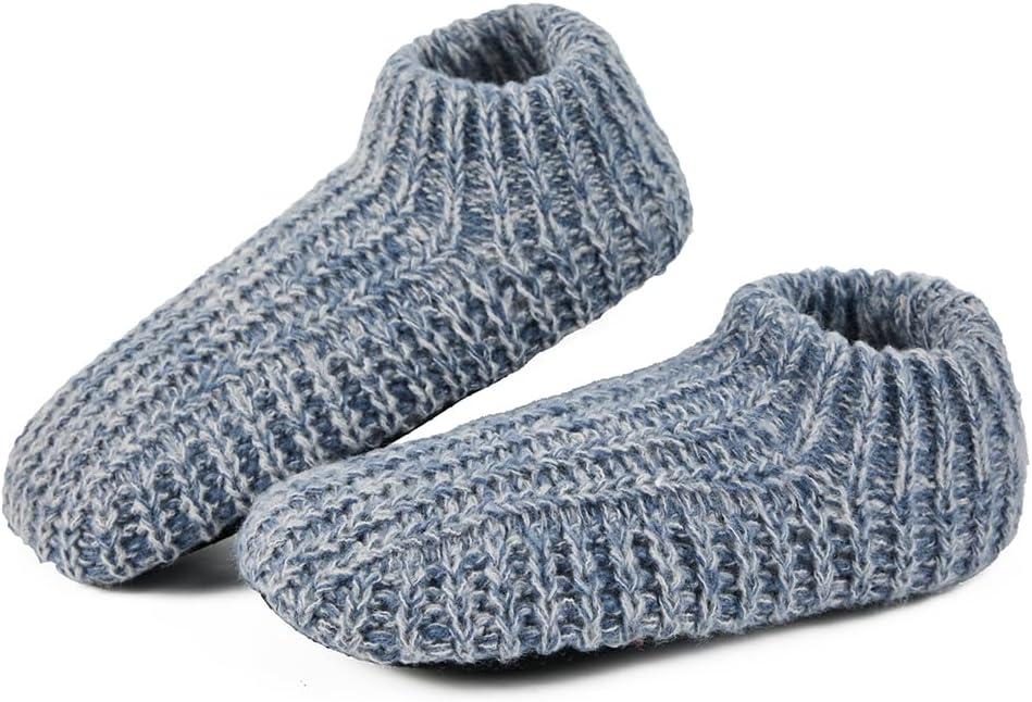 LEMZONE Men's Cozy Slipper Socks with Non Slip Grippers, Winter Soft Sole Indoor Fleece Sherpa Lining Sock Shoes Christmas Gifts