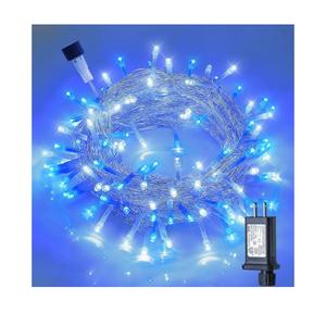 Hopolon Blue and White Christmas Lights Outdoor, 33FT 100 Led Plug in Fairy String Lights Clear Wire, 8 Modes Waterproof Christmas Tree Light for Indoor Outside Bedroom Party Wedding, 100 LED, Blue WhiteAmazon's Choice