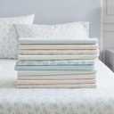 Martha Stewart - Queen Size Sheets Set, Crisp & Tailored Cooling Sheets w/a Naturally Smooth Cotton Percale Lightweight Feel - Bed Sheets with Matching Pillowcases & Fitted Sheet (Ditsy Vine Pink)