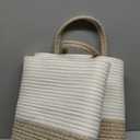 115L Extra Large Blanket Basket for Living Room - Woven Cotton Rope Laundry Hamper with Reinforced Handles - Storage Bin for Pillows, Comforters & Toys - Machine Washable,White&Brown