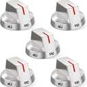 Upgraded DG94-04167 for Samsung Stove Knobs Replacement,DG94-04167A for Samsung Gas Stove Oven Knobs,Fit for NX60A6111SS/AA NX60A6311SS/AA NX60A6511SS/AA NX60A6711SS/AA for Samsung Range Knob (Silver)