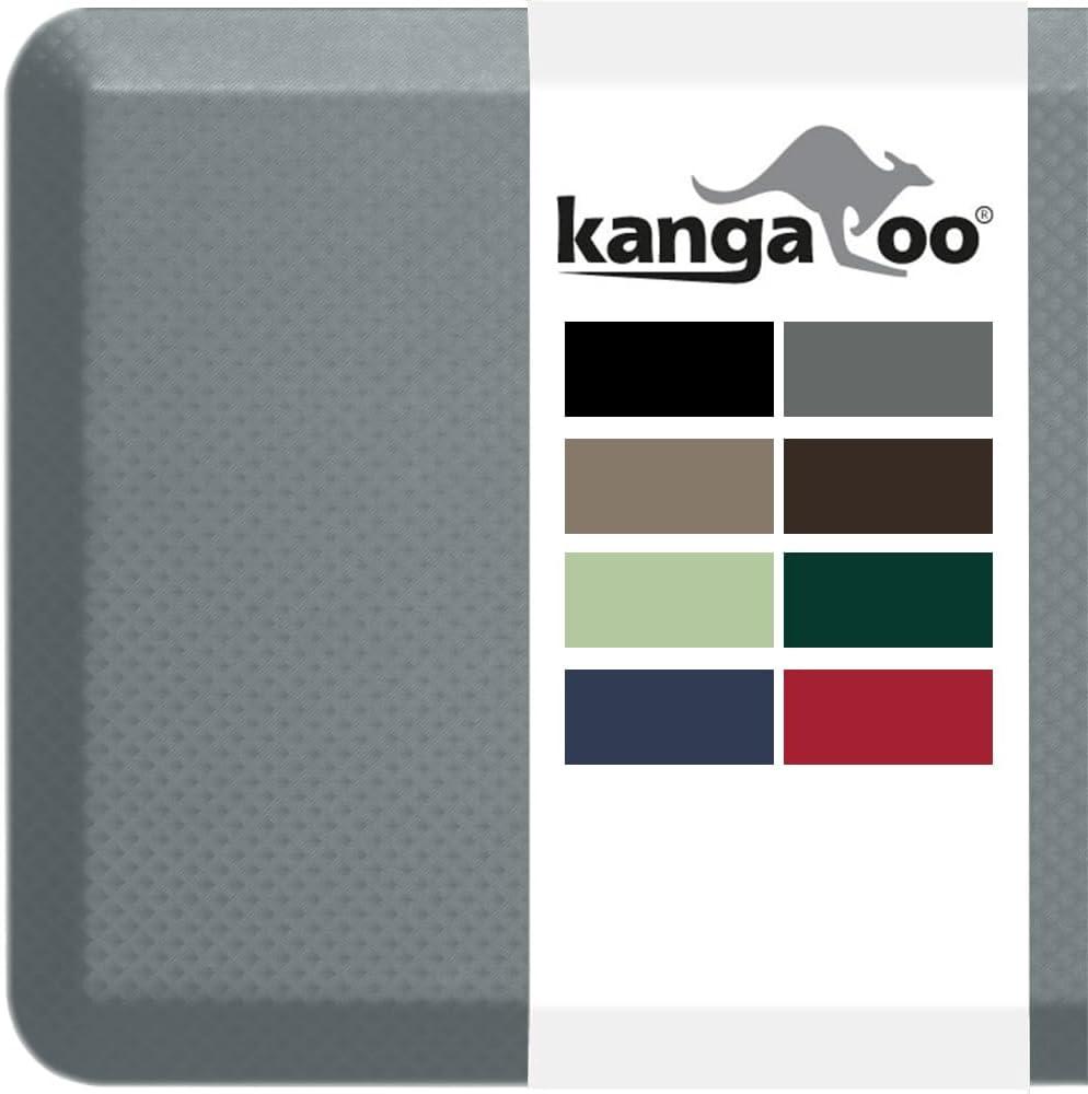KANGAROO Thick Ergonomic Anti Fatigue Mats for Kitchen Floor, Cushioned Standing Office Desk Mat, Waterproof Scratch Resistant Topside, Supportive All Day Comfort Padded Foam Rugs, 20x32 In, Gray (Grey)