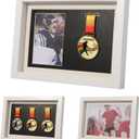 IHEIPYE Medal Display Shadow Box Picture Frame - 3 Medals Display Case - 3 in 1 Multifunctional Sport Medal Display Frame Perfect for Marathon Runner, Military Awards, Triathlons, White A4