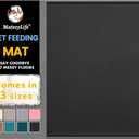 MateeyLife Silicone Cat & Dog Food Mat for Floors Waterproof, Anti-Slip Dog Bowl Mats for Food and Water, Pet Feeding Mats with Lip to Prevent Spills, Pet Placemat for Messy Drinkers to Protect Floors (24''16'', Black)