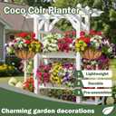 4 Pack 16 Inch Hanging Planters for Outdoor Plants, Metal Hanging Basket with Coco Coir Liner, Black, Modern