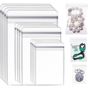Clabby 120 Pcs Anti Tarnish Jewelry Bags for Organizer and Storage Clear PVC Jewelry Bag Mini Plastic Pouch Transparent Rings Earrings Packing Small Zipper Lock Pouch for Travel, 3 Sizes (Clear)