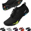 SIMARI Water Shoes for Women Men - Barefoot Quick-Dry Aqua Socks | Lightweight Swim Shoes for Surfing, Swimming, Beach Sports, Kayaking, Diving | Non-Slip Design (11.5 Women/10 Men, 1a-black With Shoelace)
