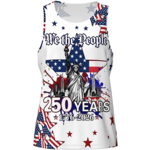 Kids Tie Dye Tank Tops Childrens Sleeveless T Shirts Hippies Tees Crew Neck Sleeveless Undershirt for Boys Girls Patriot (L)
