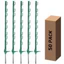 50 Pack Electric Fence Posts,48 Inch/4FT Step-in Plastic Posts for Farm and Garden,Temporary Sturdy Fencing System for Electric Fencing and Yard Protection, Green
