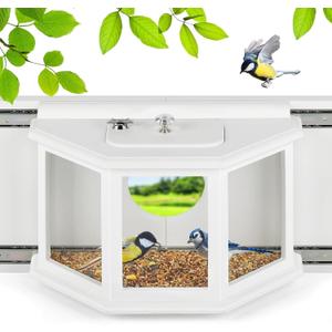 Window Bird Feeder with Secure Locker & Rail Sliding 180 Clear Design Squirrel Proof Bird Feeder for Indoor Window Viewing