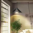 LYOOWNG Plug in Pendant Light, Bigger Hanging Lights with Plug in Cord On/Off Switch, 13FT Industrial Plugin Hanging Light, Vintage Pendant Lights Fixture, Big Black