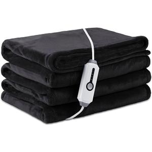 Electric Heated Blanket Full Size 72"×84", Breathable & Luxurious Flannel, Soft Warm Gift with Over-Heat Protection, 4 Heating Levels & 10 H Auto Shut Off, Machine Washable, Dark Grey