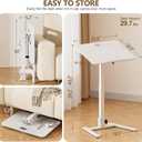 25 Inch Mobile Foldable Standing Desk, 180 Tiltable Portable Rolling Laptop Table, Height Adjustable Sit-Stand Desk with Wheels, No Assembly Computer Workstation for Home Office, White