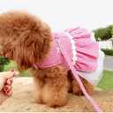 Outdoor Pet Clothes Dog Harness Dress Poodle Bichon Frise Pomeranian Schnauzer Dog Clothing Princess Costumes Pet Skirt Dropship (L,Pink)