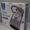 HKAI Baby Bouncer, Portable Baby Bouncer Seat for Babies 0-18 Months, 100% Cotton Fabrics, 3 Modes of use with Rocker and Stationary Options, Infant Rocker Chair with Hanging Toys-Grey