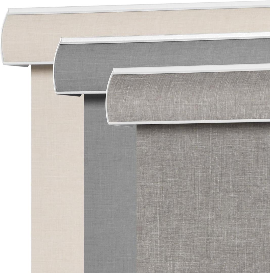 SEEYE Blackout Roller Shades for Windows, Cordless, Roller Blinds, Linen Fabric Window Blinds, Thermal Insulated Fabric UV Protection, Room Darkening Shades for Home, Office (Line Brown, 24" W x 72" H)