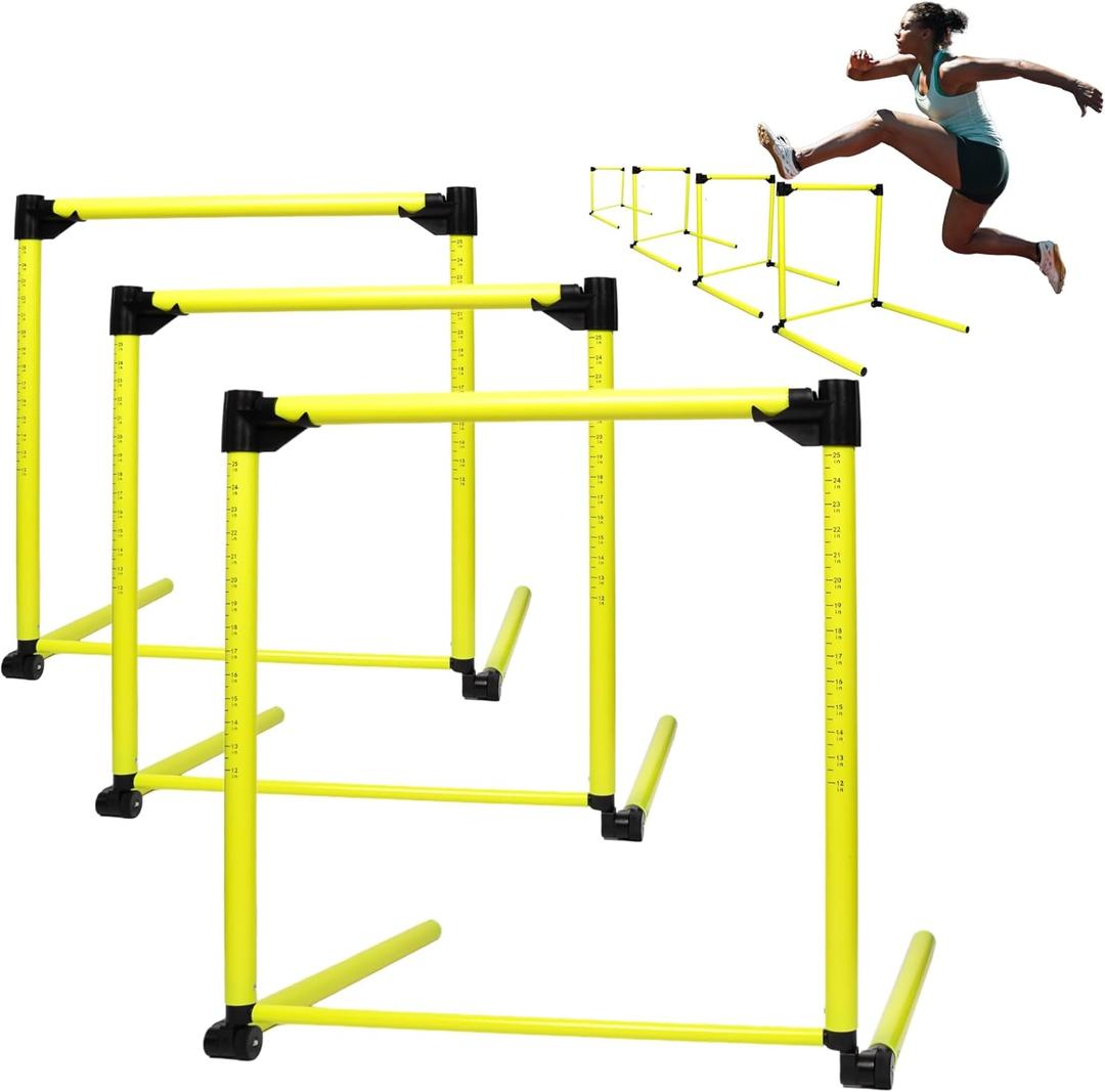 3Pcs Hurdles Training Equipment, Adjustable Height Hurdles Track and Field, Agility Speed Jumping Training Equipment for Soccer Basketball Football Dogs, Detachable-Green