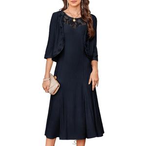 GRACE KARIN Grandma of The Bridal Dress,Weddings Cocktail Evening Dresse for Women, Lace Sequins Midi Dresses with Jackets S