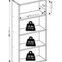 Furinno Basic Book Shelf, 4-Tier Bookcase with Open Shelf, Bookshelf, Cube Storage Organizer, 7 x 17 x 35, for Living Room, Bedroom, Home Office, White