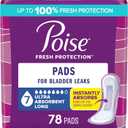 Poise Incontinence & Postpartum Pads for Bladder Leaks, 7 Drop Ultra Absorbency, Long Length, 78 Count 