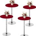 Wolkemer 4 Pack 2 Foot Burgundy Fitted Tablecloth 24 Inch Round Elastic Edges Table Cloth, Spandex Stretch Table Cover with Machine Washable Fabric for Wedding Party Picnic Dining Indoor Outdoor