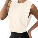 SOFIA'S CHOICE Women's Sleeveless Crop Top Crewneck Muscle Tank Tops Casual Summer Workout Tee  (Yellow, XL)