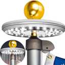 Flag Pole Light Solar Powered - 26 LED Solar Light for Flagpole - Light Up American Flag Outdoor with Solar Flag Pole Light from Dusk to Dawn for 12 Hours - 100% Coverage Silver Flag Light (Silver) (8 inches 26LED, Deluxe Silver)