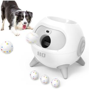 uahpet Automatic Ball Launcher for Dogs with Obstacle Detection, 4Balls
Up to 80ft Adjustable Distance, 4000mAh Battery, for Medium & Large Dogs, 4 eTPU Balls