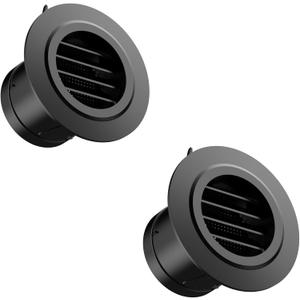 Soffit Vents 3 Inch, Hon&Guan Soffit Exhaust Vent Exterior Round Vent Cover with Built-in a Fly Screen for Bathroom Office Home, Black, 2Pcs