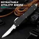 Utility Knife All-Metal Manual Box Cutter with Quick-Change Retractable Blade, Includes 10pcs #23 Stainless Steel Blades & Clip, Safe for DIY, Packaging, Office & Workshop Use