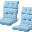 COOS BAY Outdoor/Indoor High Back Chair Cushions 46x22 Inch, Tufted Patio Seat Back Cushions, Replacement Seat Pads, 2 Count, Light Blue (Set of 2)