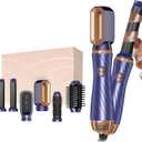 Blow Dryer Brush, 6 in 1 Detachable Hair Dryer Brush Air Curler Air Styler Wrap, Hair Styling Tool Travel, Curly Twist Hot Curling Iron, Blow Dryer Hot Styler Negative Ion (Blue Gold)