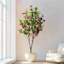 5FT Artificial Bougainvillea Tree Artificial Tree Tall Potted Fake Bougainvillea Trees for Outdoor Indoor Lifelike Potted Faux Plants with Wood Trunk and Flowers Office Wedding Home Decor