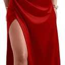 Memoriesea Women's Elegant Off Shoulder High Split Bodycon Evening Wedding Maxi Dress (Large, Red)