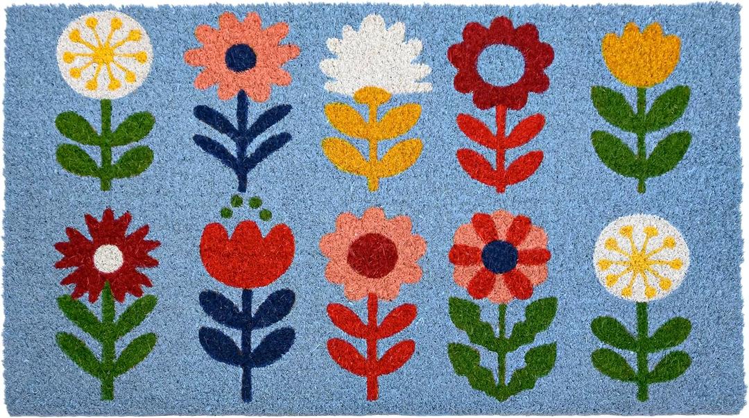 MAINEVENT Floral Doormat 30x17 Inch, Outdoor Welcome Mat Floral, Vibrant Door Mat Flower, Coir Spring Doormat, Flowers Front Door Mat for Outside Entrance