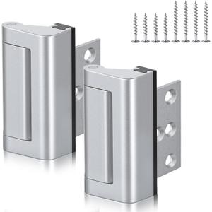 2Pack Home Security Door Reinforcement Lock - Withstands 800lbs of Force - Child Proof Door Lock- Ensure Child Safety and Unauthorized Entry, Suitable for Inward Swing Doors (Silver)