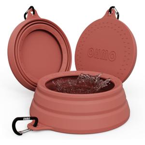 OHMO Spill Proof Collapsible Dog Water Bowl Large 34oz for Cars, No Splash Portable Bowls for Dog Travel, Pet Essentials for Road Trips, Cat Travel Accessories (Erythrinus)