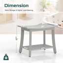 Waterproof Shower Benches for Inside Shower, Poly Lumber Shower Stool with Storage Shelf & Adjustable Feet, SPA Bathroom Seat Chair for Shaving Legs, Indoor or Outdoor Use, Grey
