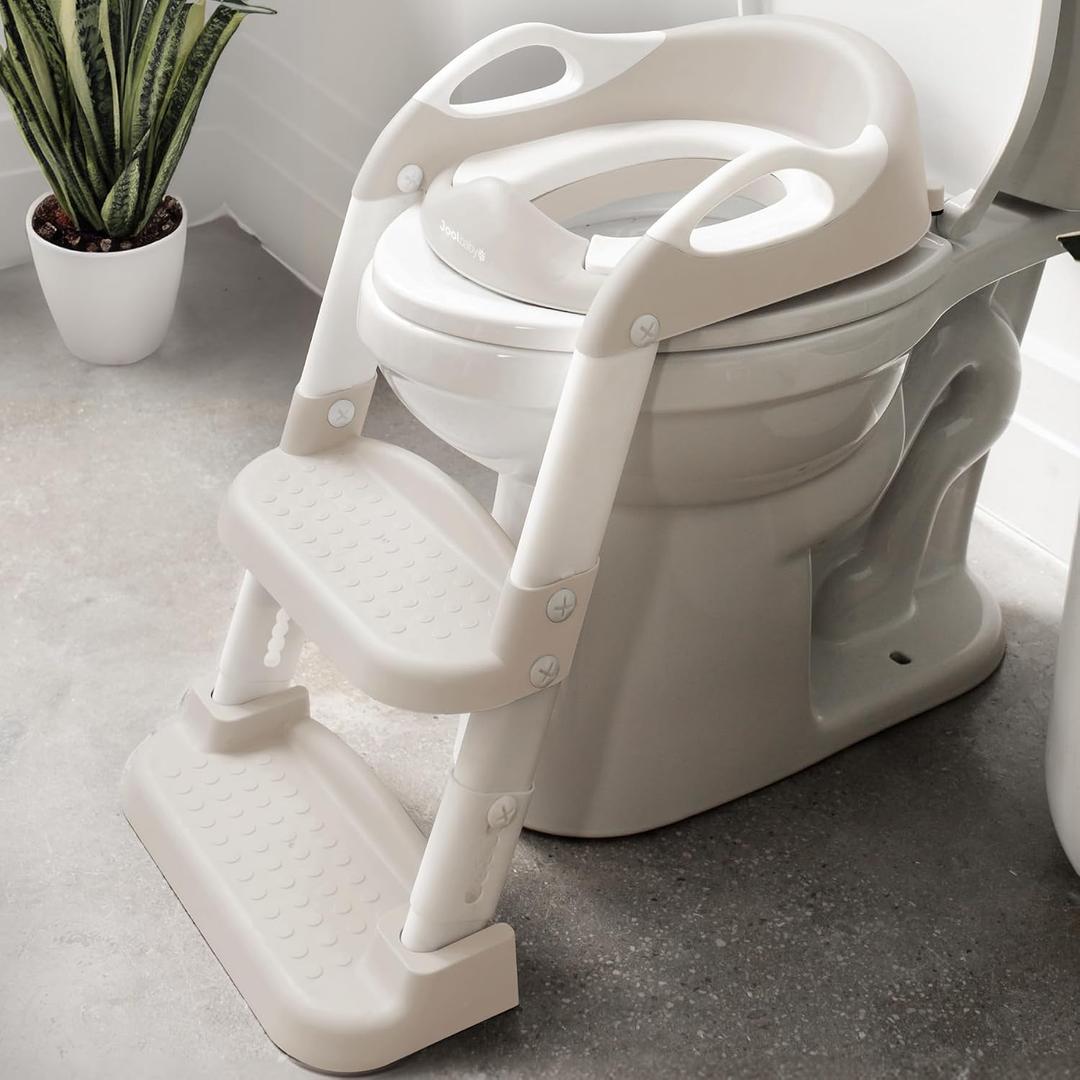 Jool Baby Potty Training Seat with 2 Step Ladder for Toddlers - Splash Guard, Adjustable Height (Oatmeal)