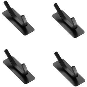 MENEAU Coat Hooks 3Pcs Stainless Steel Upper and Lower Double Hook Hook Free Punching Bathroom Sticky Hook Porch Door Rear Key Kitchen Storage Rack Black