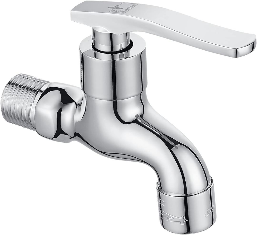SUBMARINE Silver Brass Outdoor Faucet, G1/2 Inch Interface Wall-Mounted Faucet, Used for Bathroom Mop Sink, Kitchen Sink, Balcony and Garden (Chrome Plated)