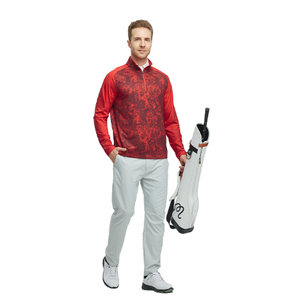 M MAELREG Quarter Zip Pullover Men Moisture Wicking Lightweight Sports Print Mock Neck Golf 1/4 Zip Pullover Mens Sweatshirt (Large, Black Grey Leaf)