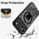 Cute Case for iPhone 17 Pro Max Case with Stand [ Compatible with MagSafe ] Kawaii Black Cat & Floral & Butterflies Pattern Design 360 Magnetic Ring Kickstand Phone Cover for Women Girls Boys