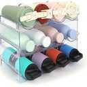 Water Bottle Organizer - 3 Pack Clear Stackable Bottle Storage Rack and Wine Rack for Stanley Yeti Bottle and Other Tumbler Organizer for Kitchen Cabinets, 3 Tier Hold 12